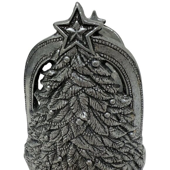 Carson Pewter Christmas Tree Candle Jar Holder Vintage 1997 Holiday Decor - Picture 7 of 10